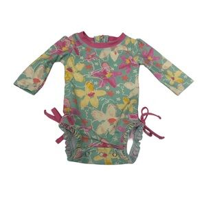 Ruffle Butts •‎ Flowers  Long-Sleeve one piece swimsuit-baby girl 0-3month